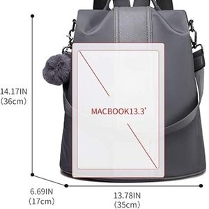 Gray Backpack Purse-Nylon Anti-theft Lightweight Shoulder Bag